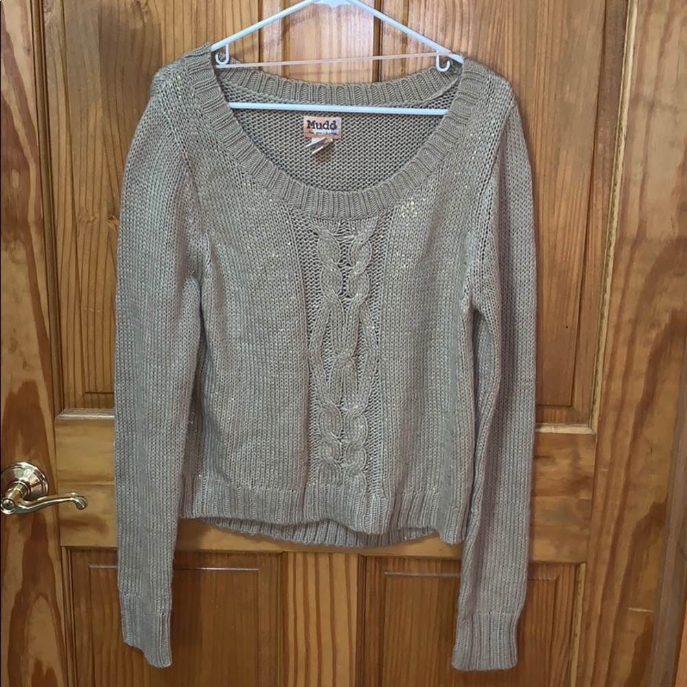 Cute Tan sweater with gold flakes